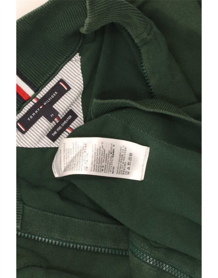 Tommy Hilfiger Mens Full Zip Cardigan Sweater Medium Green Cotton
