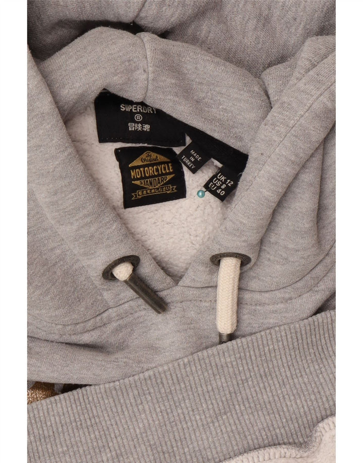 Superdry Womens Graphic Hoodie Jumper UK 12 medium Grey