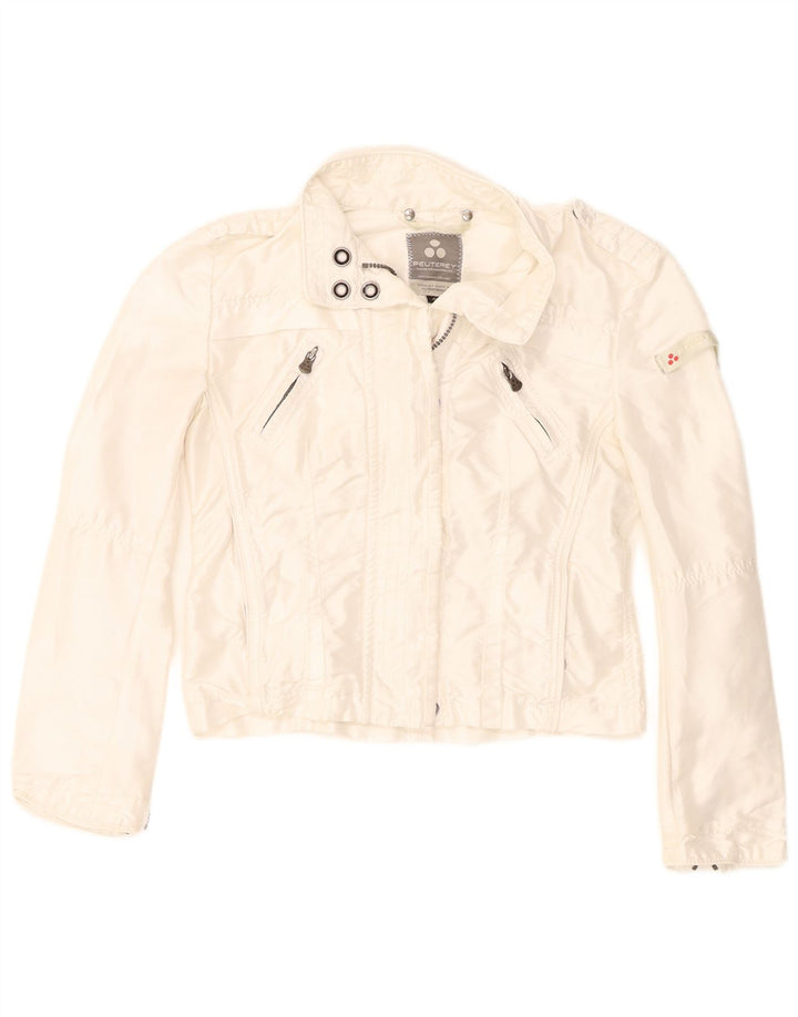 PEUTEREY Womens Crop Bomber Jacket IT 40 Small White