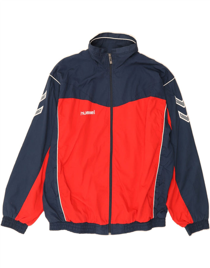 HUMMEL Mens Tracksuit Top Jacket UK 40/42 Large Navy Blue Colourblock Vintage Hummel and Second-Hand Hummel from Messina Hembry 
