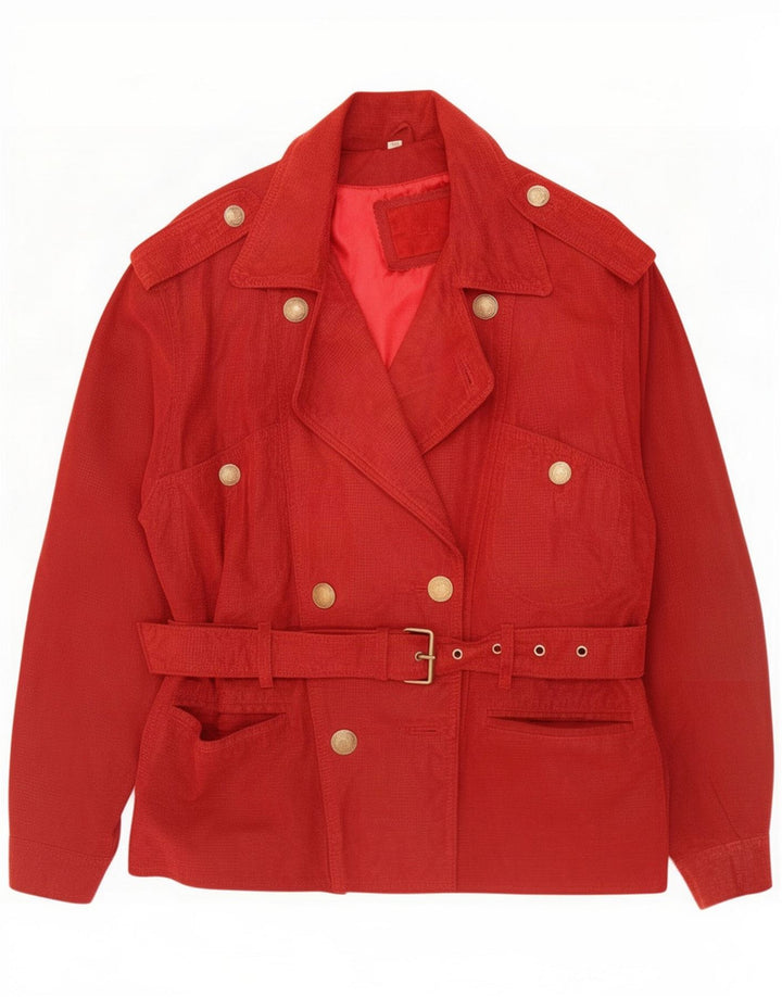 Vintage Womens Suede Jacket EU 36 Small Red Leather
