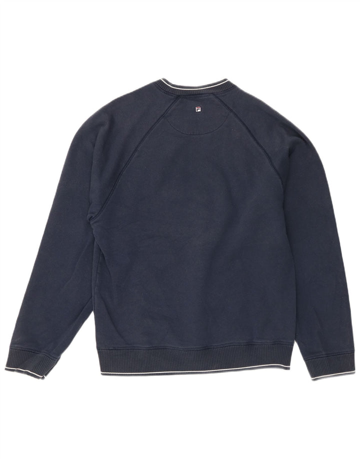 Fila Mens Graphic Sweatshirt Jumper Medium Navy Blue Cotton