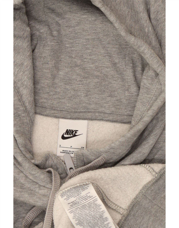 NIKE Mens Zip Hoodie Sweater Small Grey Flecked Cotton