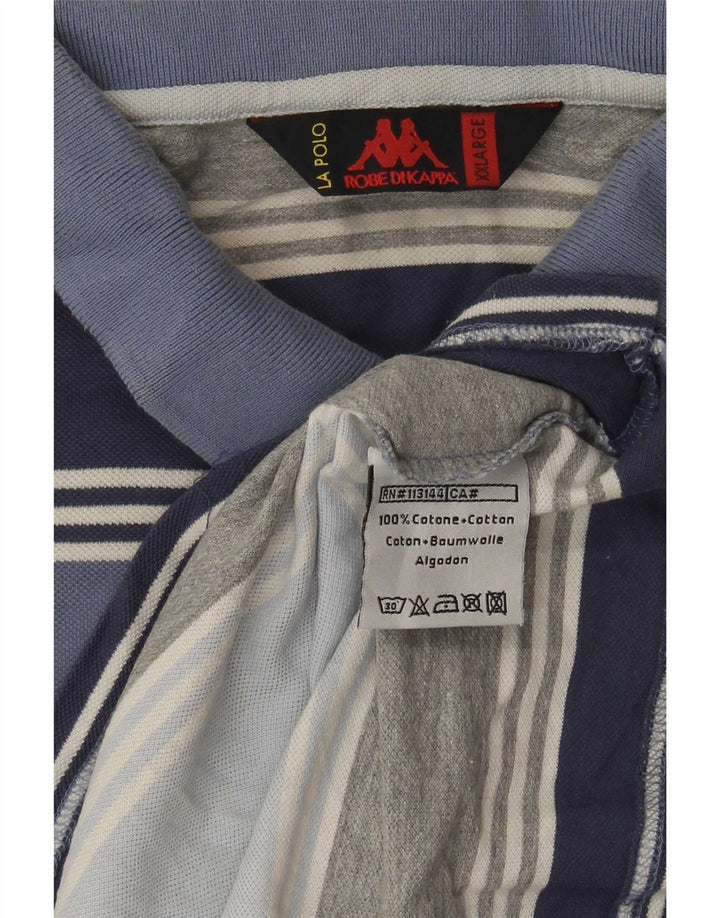 Kappa Mens Polo Shirt 2XL Blue Striped Cotton