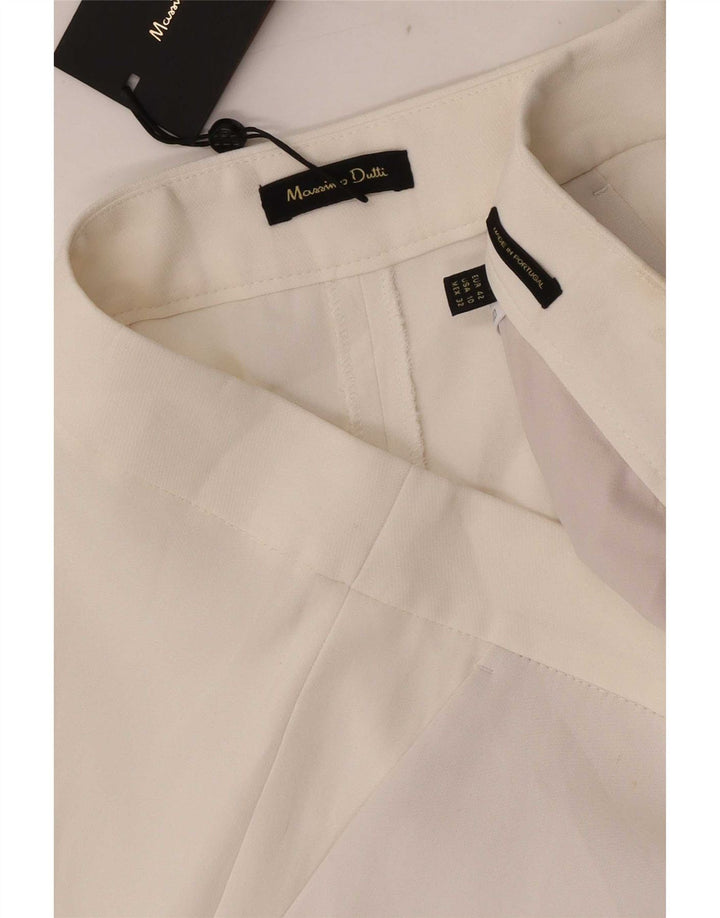 Massimo Dutti Womens Capri Trousers EU 42 Large W32 L23 White Viscose