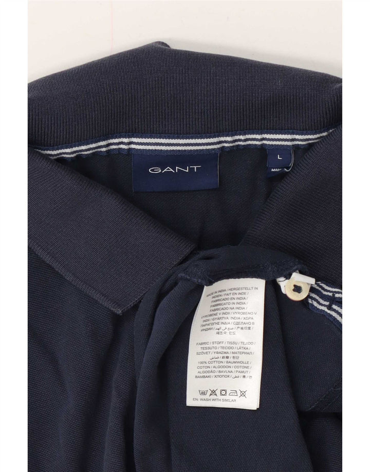 Gant Mens Polo Shirt Large Navy Blue Cotton