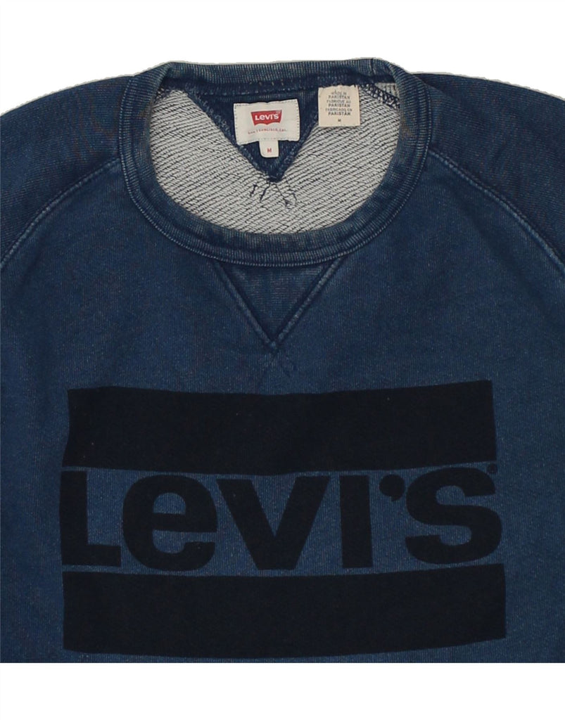 LEVI'S Mens Graphic Sweatshirt Jumper Medium Blue Cotton | Vintage Levi's | Thrift | Second-Hand Levi's | Used Clothing | Messina Hembry 