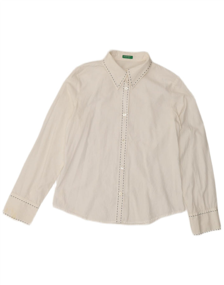 BENETTON Girls Shirt 9-10 Years Large  White Cotton