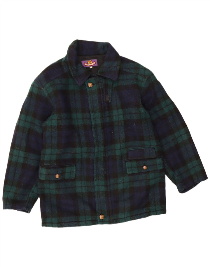 Wear Over Mens Windbreaker Coat UK 38 Medium Navy Blue Check Wool