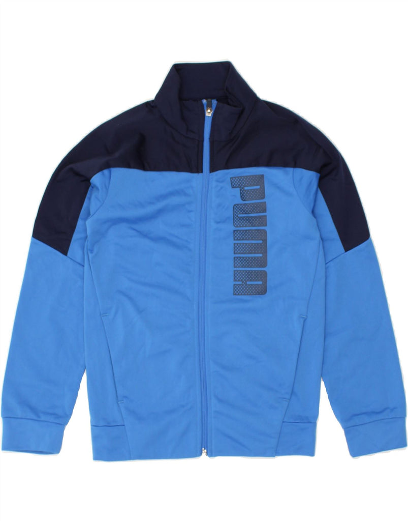 PUMA Boys Graphic Tracksuit Top Jacket 9-10 Years Blue Colourblock | Vintage Puma | Thrift | Second-Hand Puma | Used Clothing | Messina Hembry 