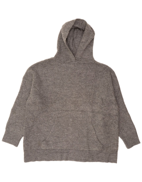Zara Womens Hooded Oversized Jumper Sweater UK 14 Medium Grey Acrylic
