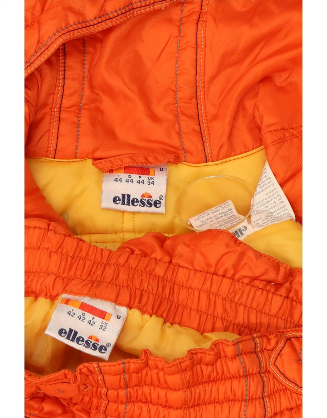 Ellesse Mens Hooded Pullover Full Tracksuit UK 34 XS Orange Winter
