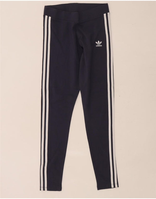 Adidas Womens Leggings UK 12 Medium Navy Blue