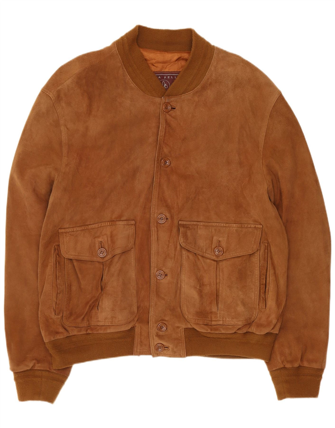 Vintage Mens Suede Bomber Jacket IT 54 2XL Brown Leather
