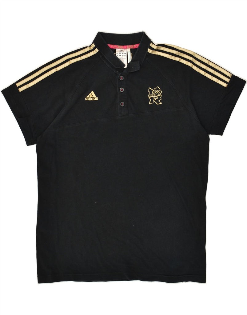 ADIDAS Mens Graphic Polo Shirt Large Black | Vintage Adidas | Thrift | Second-Hand Adidas | Used Clothing | Messina Hembry 