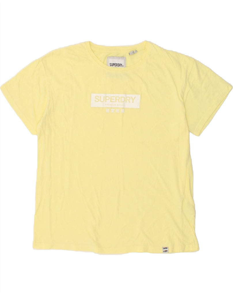 SUPERDRY Womens Graphic T-Shirt Top UK 14 Large Yellow Cotton Vintage Superdry and Second-Hand Superdry from Messina Hembry 