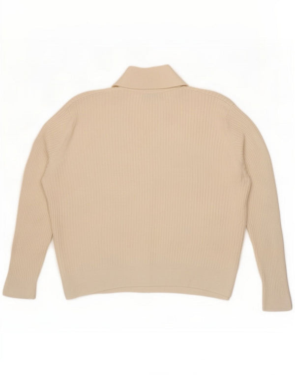 Marks & Spencer Womens Polo Neck Jumper Sweater UK 22 3XL Off White Viscose