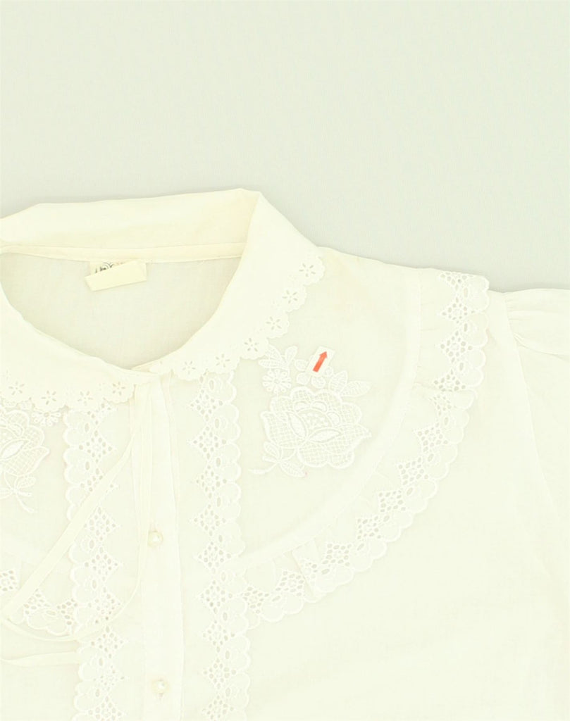 VINTAGE Womens See Through Shirt UK 14 Medium White Cotton | Vintage Vintage | Thrift | Second-Hand Vintage | Used Clothing | Messina Hembry 