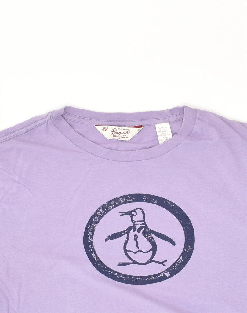 PENGUIN Womens Graphic T-Shirt Top UK 12 Medium Purple Cotton | Vintage Penguin | Thrift | Second-Hand Penguin | Used Clothing | Messina Hembry 