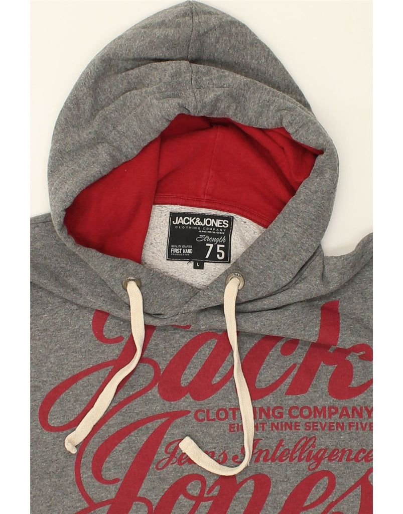 JACK & JONES Mens Graphic Hoodie Jumper Large Grey Cotton | Vintage Jack & Jones | Thrift | Second-Hand Jack & Jones | Used Clothing | Messina Hembry 