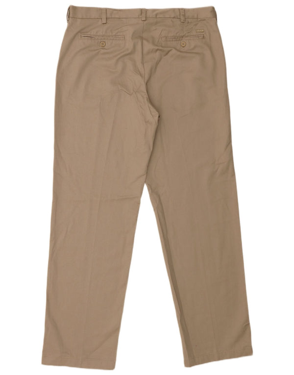 Izod Mens Straight Chino Trousers W36 L34 Beige Cotton