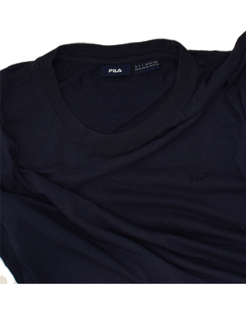FILA Mens T-Shirt Top XL Navy Blue Cotton | Vintage Fila | Thrift | Second-Hand Fila | Used Clothing | Messina Hembry 