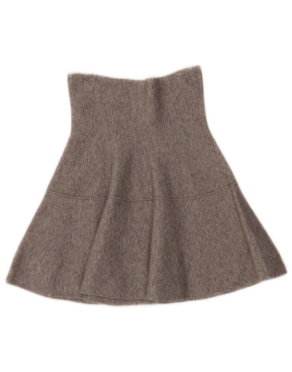 Zara Womens High Waist Knit A-Line Skirt Small W26 Grey Viscose