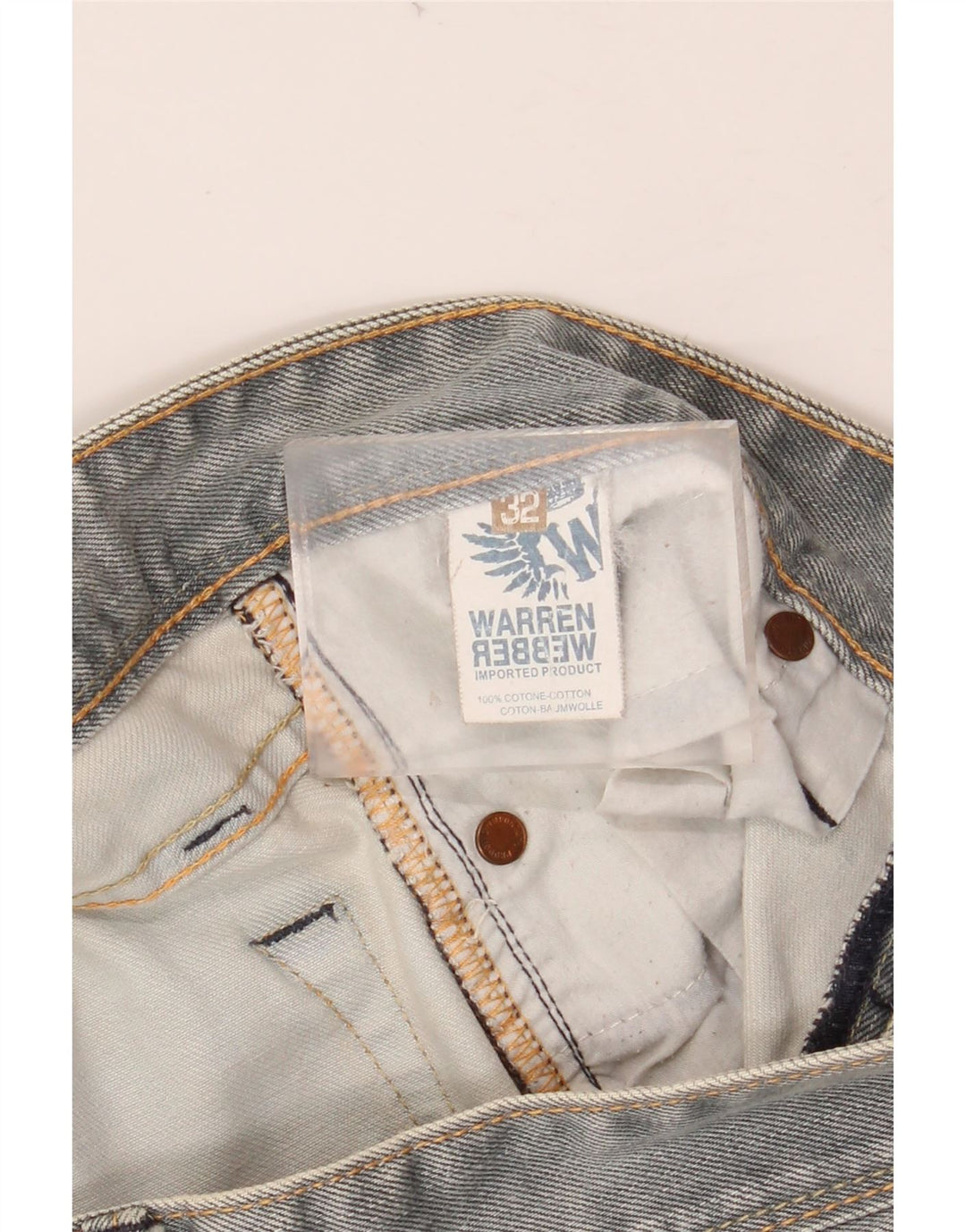 WARREN WEBBER Mens Straight Jeans W32 L35 Grey Cotton