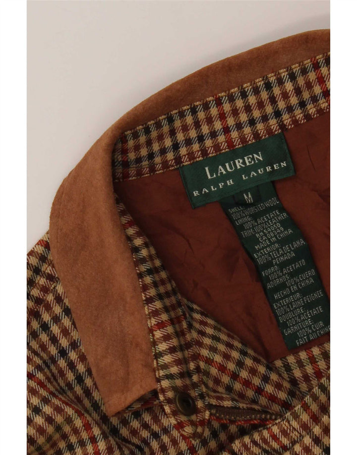 Ralph Lauren Womens Flannel Shirt UK 14 Medium Brown Houndstooth Acetate