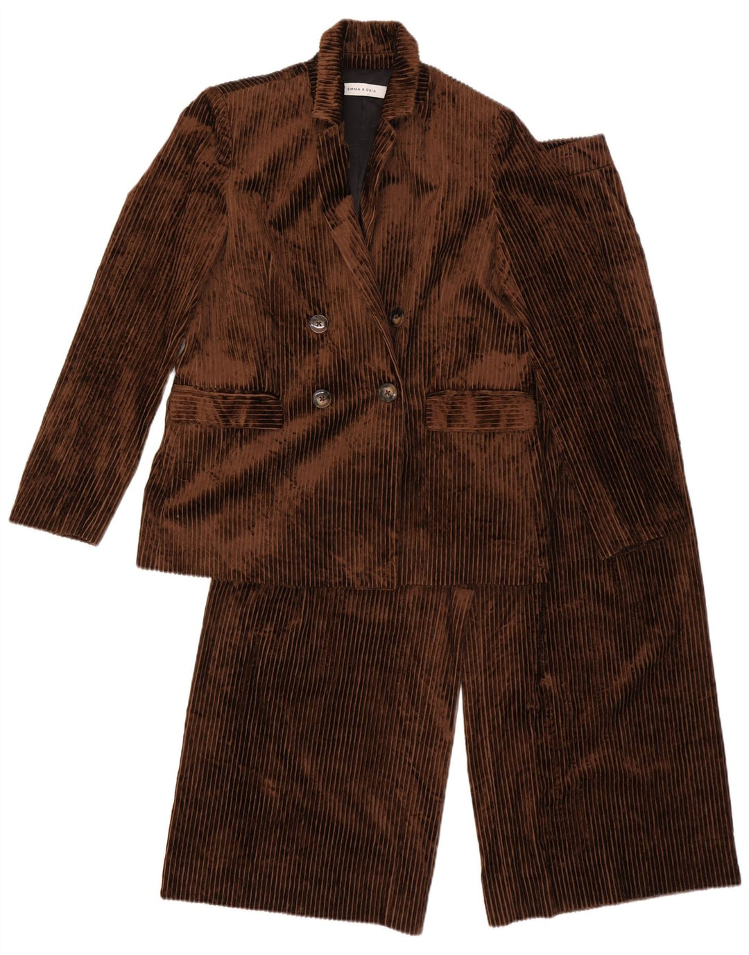 EMMA & GAIA Womens Corduroy 2 Piece Suit IT 44 Medium W28 L28 Brown