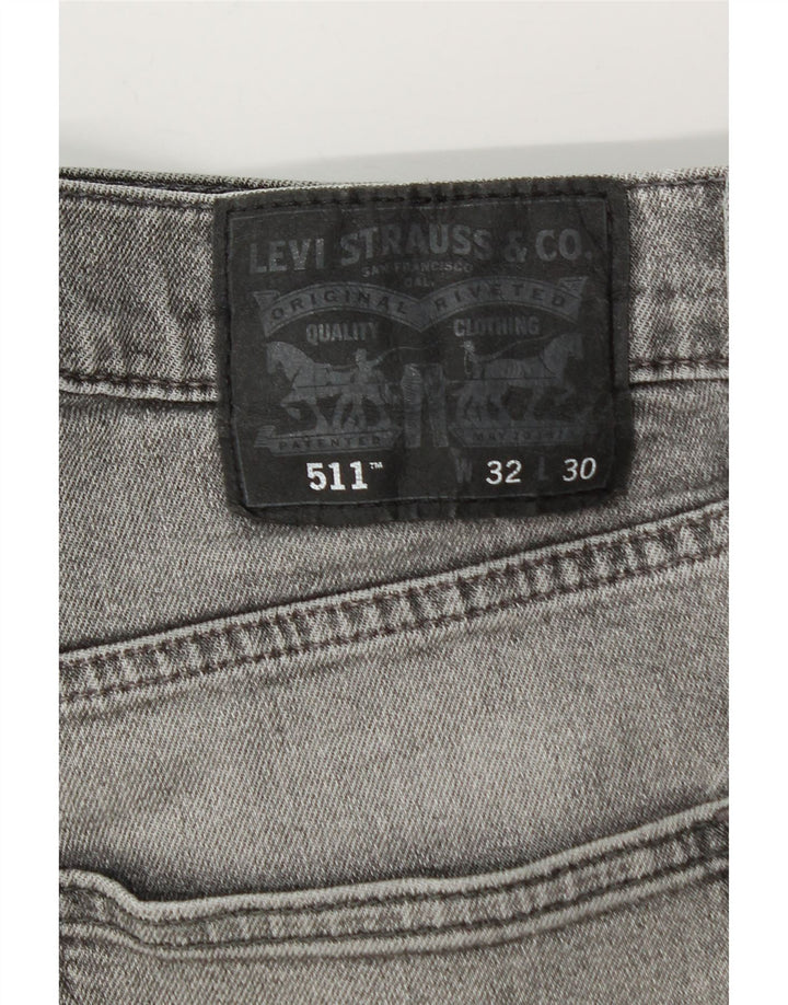 Levi's Mens 511 Distressed Slim Jeans 32 L30 Grey Cotton