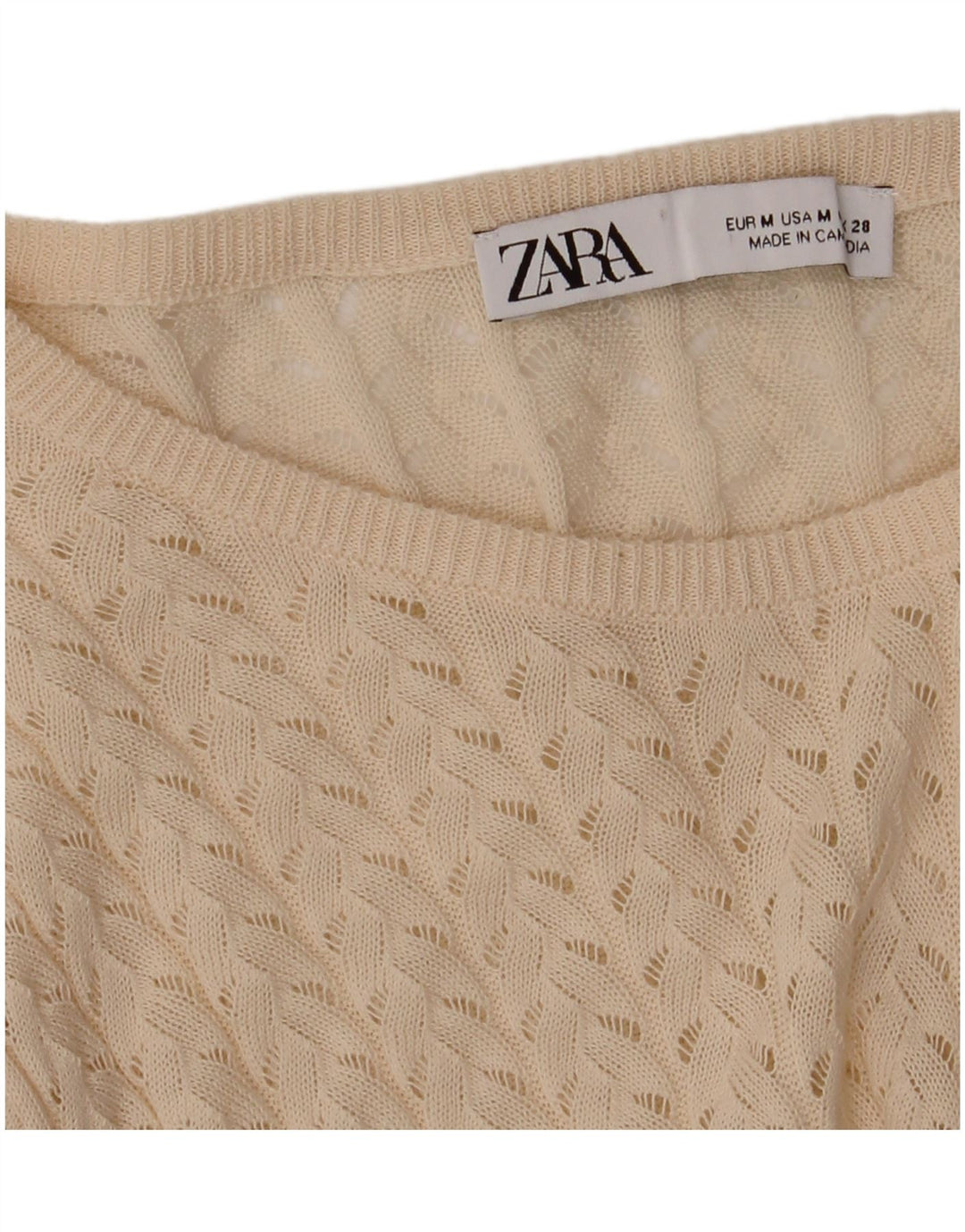 Zara Womens Longline Boat Neck Jumper Sweater UK 12 Medium Off White