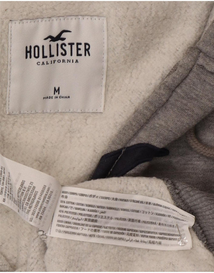Hollister Mens Graphic Zip Hoodie Sweater Medium Grey Cotton