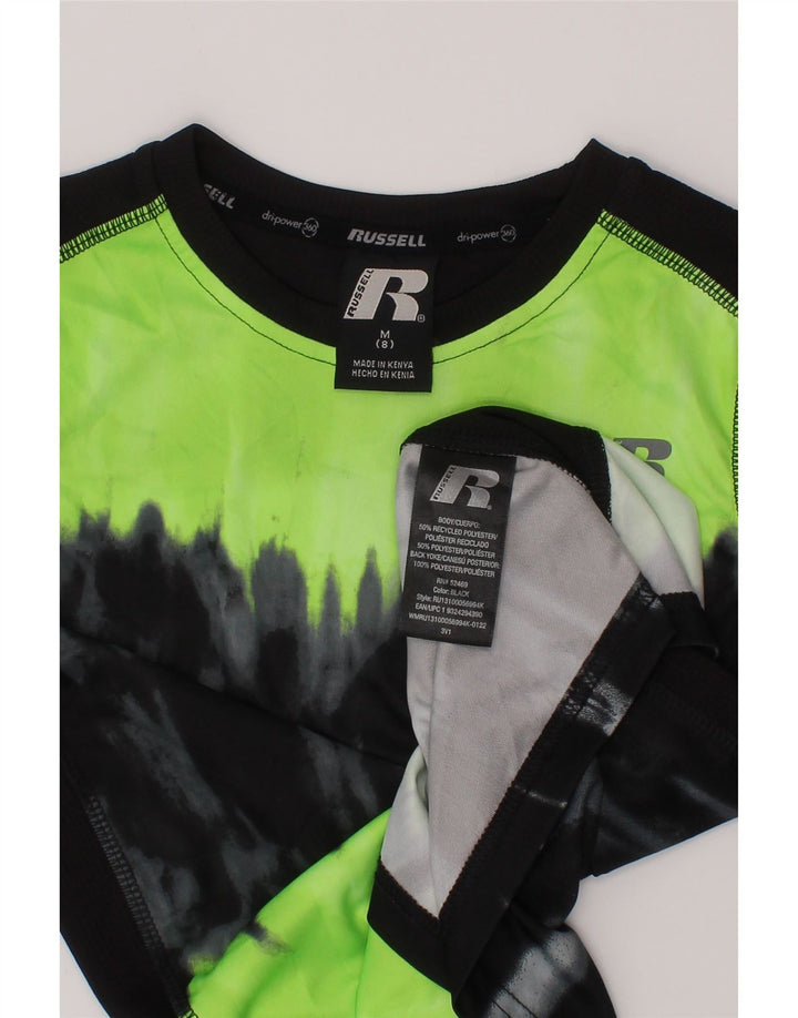 Russell Athletic Boys T-Shirt Top 7-8 Years Medium Black Tie Dye Polyester