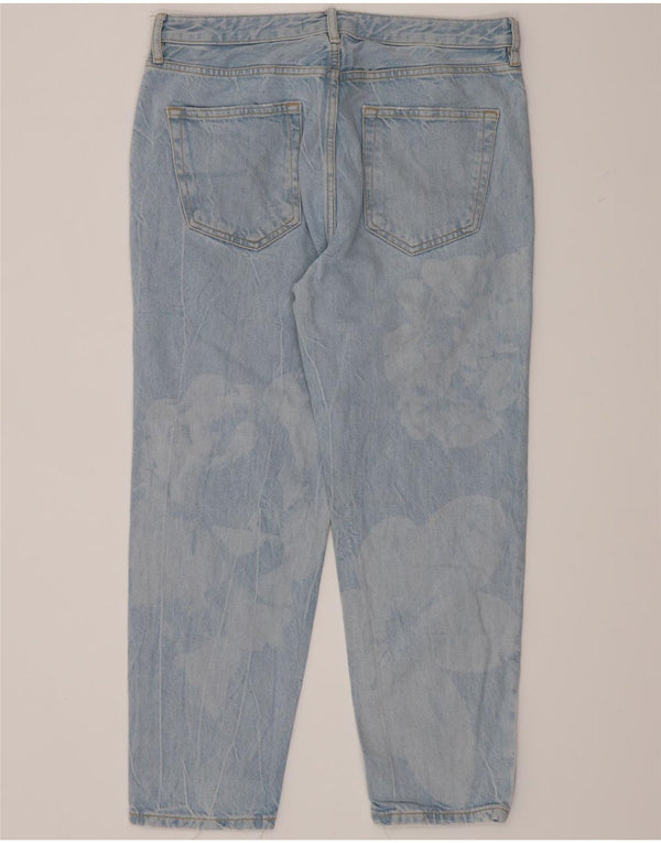 Zara Mens Acid Wash Cropped Jeans EU 42 Large W32 L26 Blue Floral