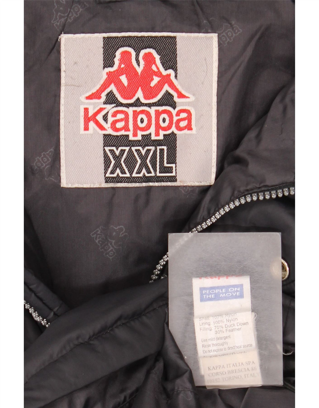 Kappa Mens Hooded Padded Jacket UK 44 2XL Black Nylon