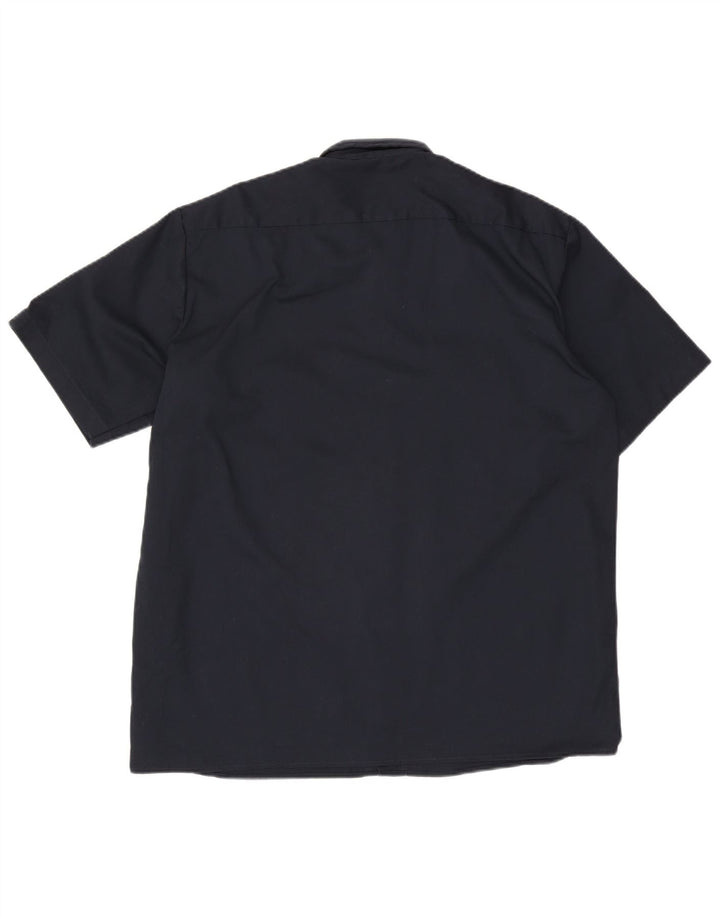 Dickies Mens Short Sleeve Shirt Large Navy Blue Polyester