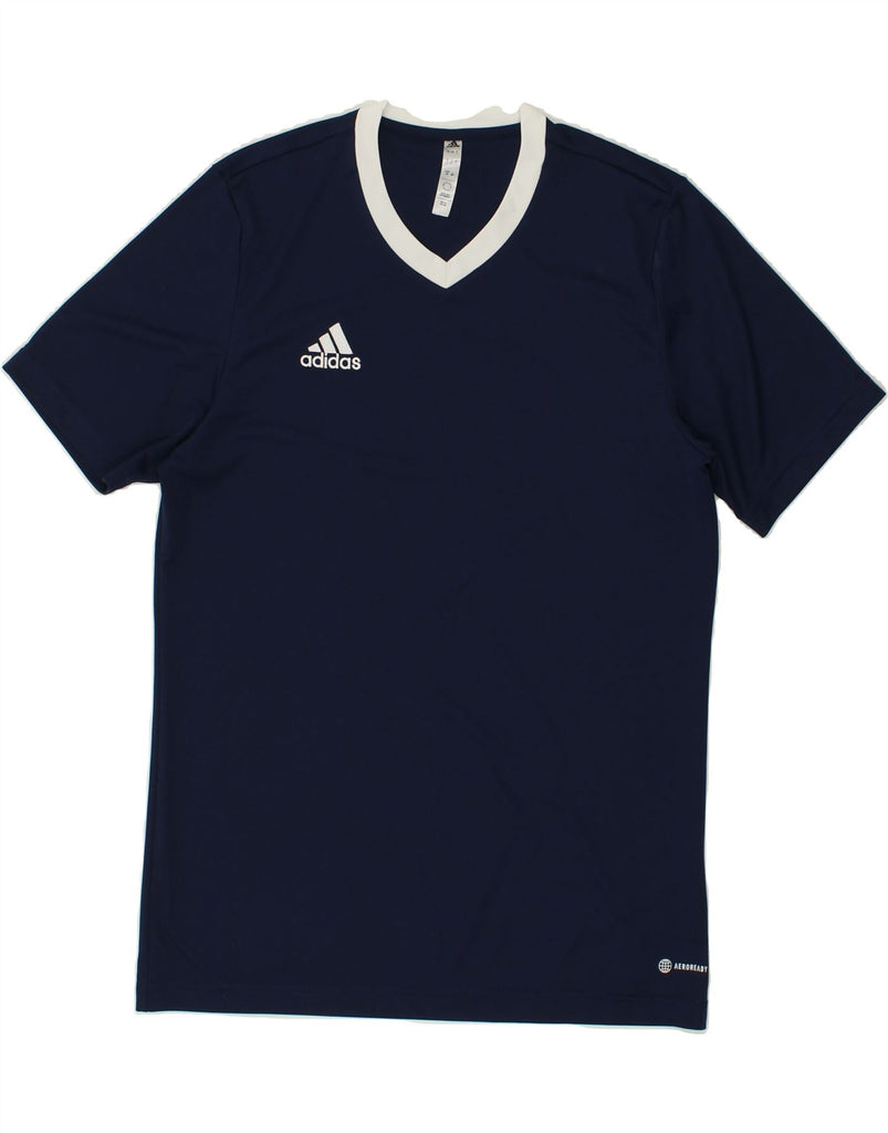 ADIDAS Mens T-Shirt Top Large Navy Blue Polyester | Vintage Adidas | Thrift | Second-Hand Adidas | Used Clothing | Messina Hembry 