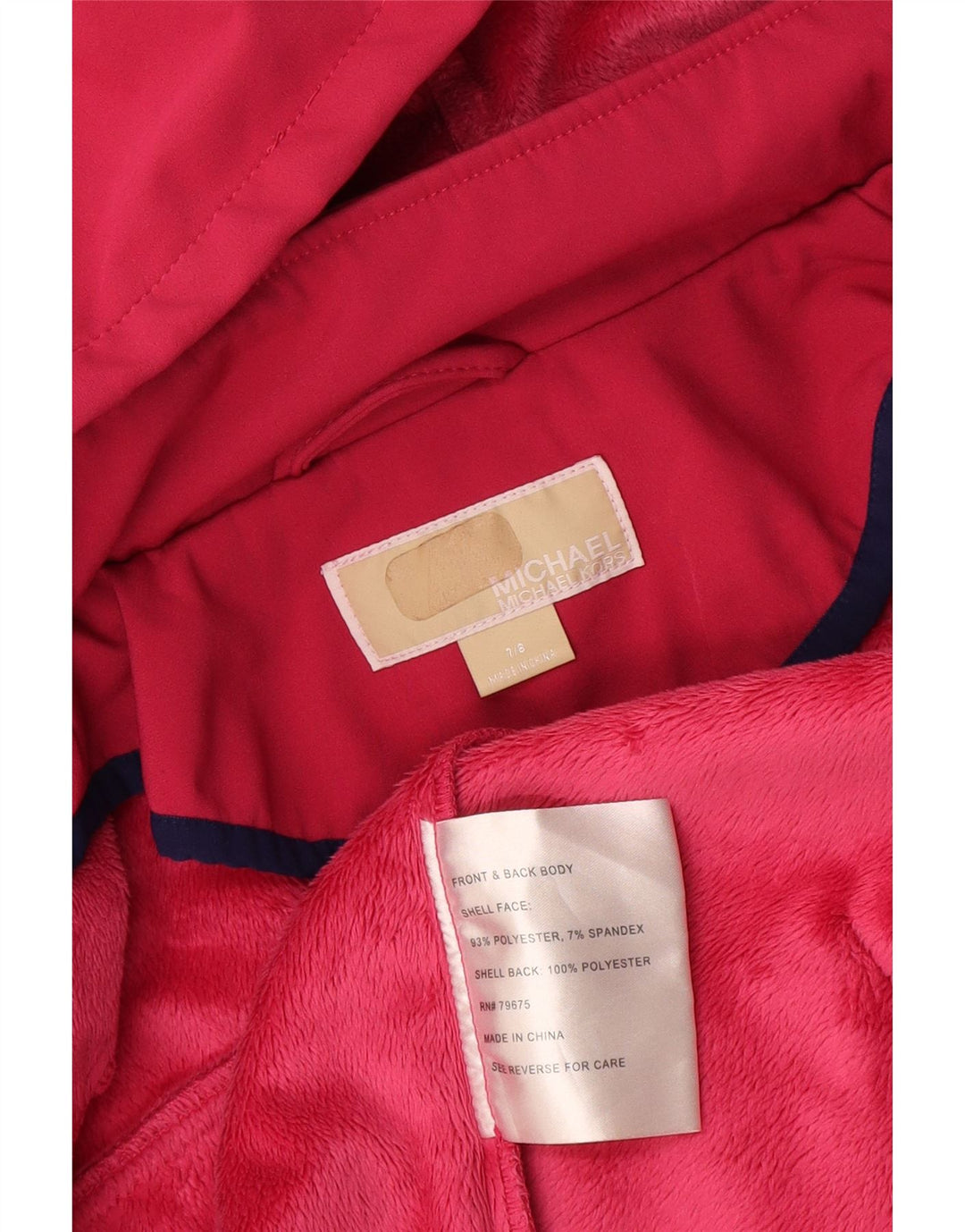 Michael Kors Girls Hooded Windbreaker Jacket 7-8 Years Pink Polyester