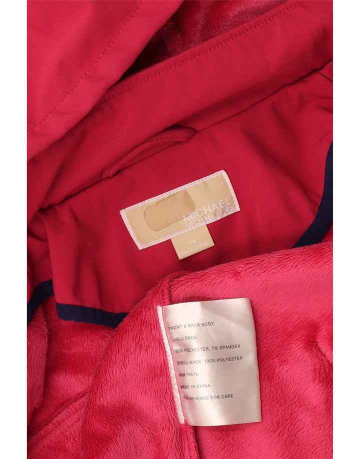 Michael Kors Girls Hooded Windbreaker Jacket 7-8 Years Pink Polyester