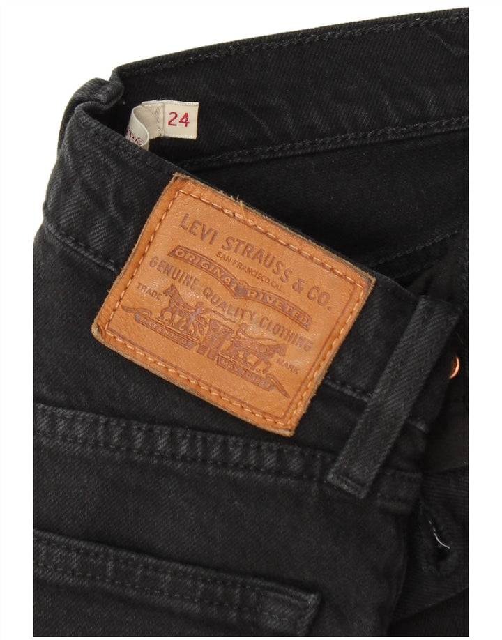 LEVI'S Womens Ribcage Straight Jeans W24 L26 Black Cotton