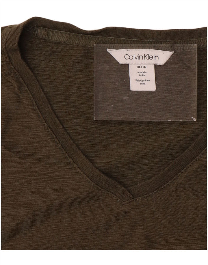 CALVIN KLEIN Mens T-Shirt Top XL Khaki