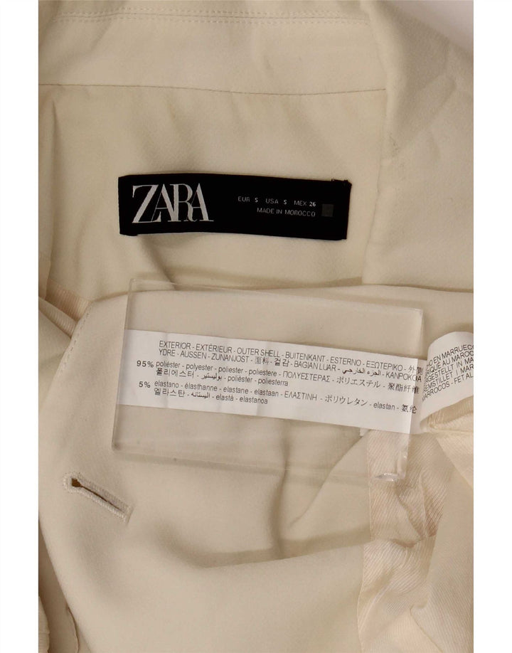 Zara Womens Longline Waistcoat UK 10 Small Off White Polyester