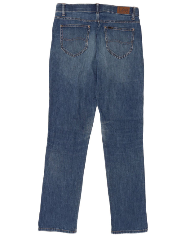 Lee Womens Mid Rise Regular Fit Straight Jeans W29 L33 Blue Cotton