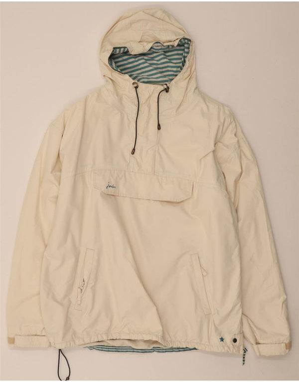 Joules Womens Hooded Oversized Anorak Jacket UK 16 Large White Polyester