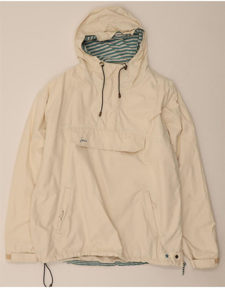 Joules Womens Hooded Oversized Anorak Jacket UK 16 Large White Polyester