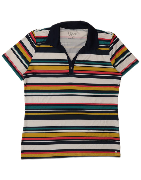 Izod Womens Polo Shirt UK 14 Medium Multicoloured Striped Polyester
