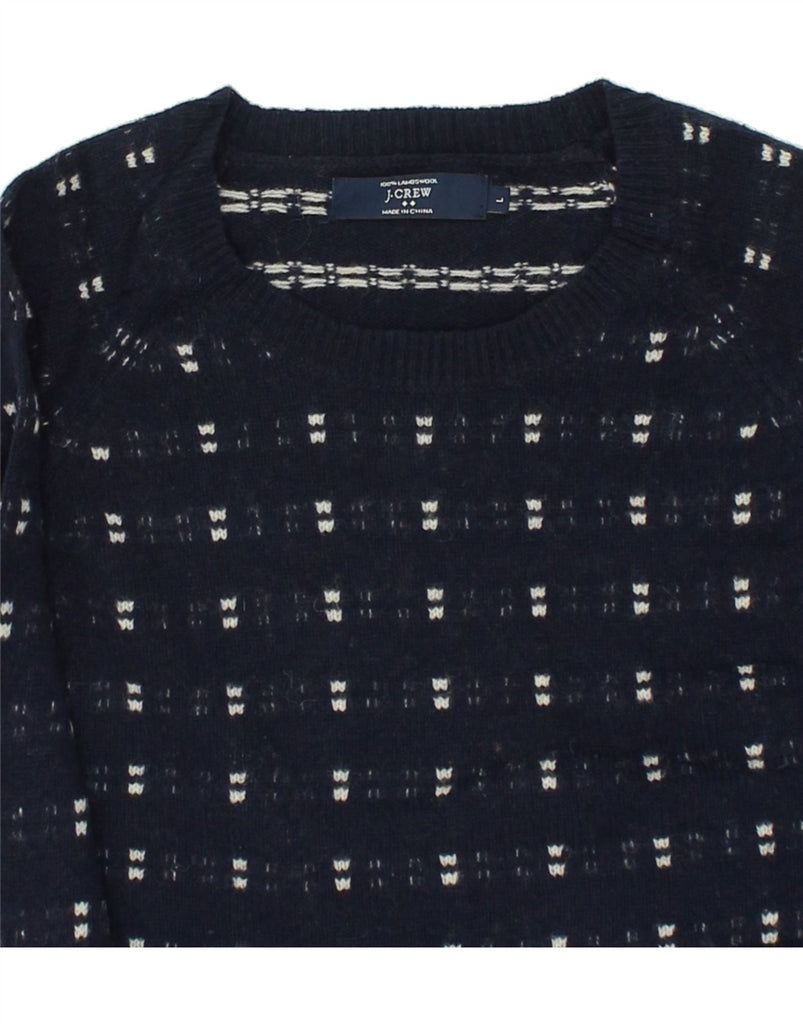 J. CREW Womens Crew Neck Jumper Sweater UK 14 Medium Navy Blue Spotted | Vintage J. Crew | Thrift | Second-Hand J. Crew | Used Clothing | Messina Hembry 