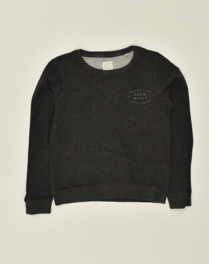 JACK WILLS Womens Sweatshirt Jumper UK 8 Small Grey Cotton | Vintage Jack Wills | Thrift | Second-Hand Jack Wills | Used Clothing | Messina Hembry 