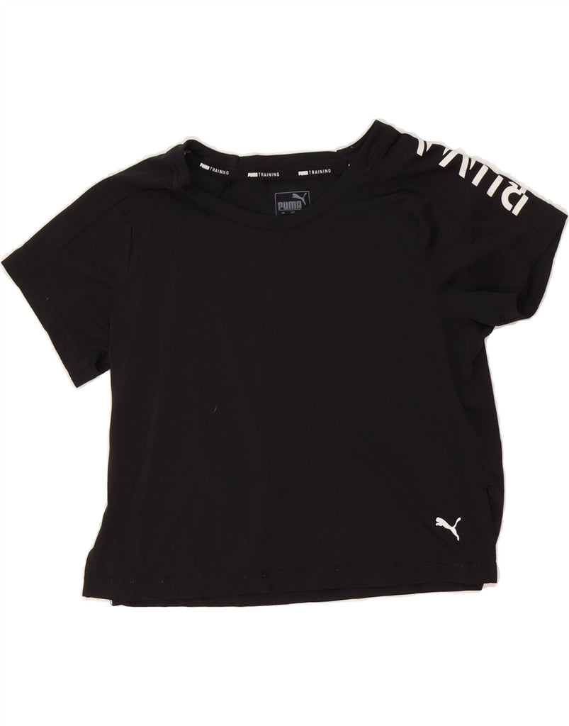 PUMA Womens Crop Graphic T-Shirt Top UK 6 XS Black Vintage Puma and Second-Hand Puma from Messina Hembry 